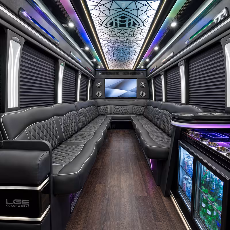 15 Passenger Party Bus Interior