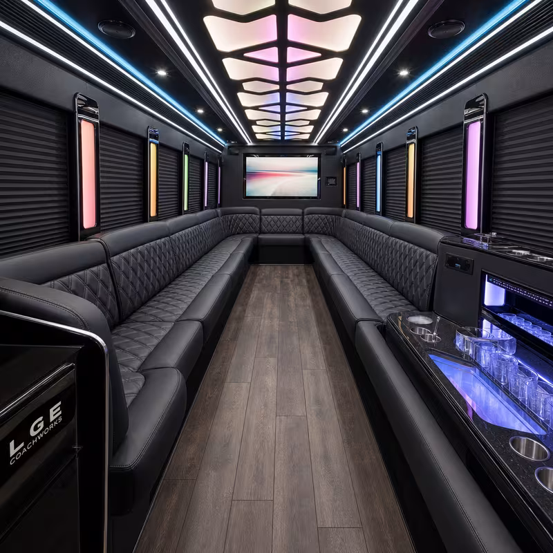 18 Passenger Party Bus Interior