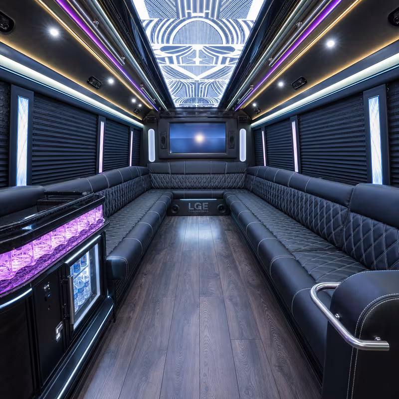 18 Passenger Party Bus Interior
