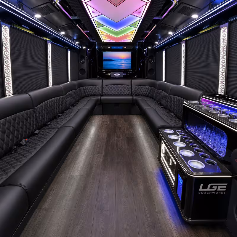 20 Passenger Party Bus Interior