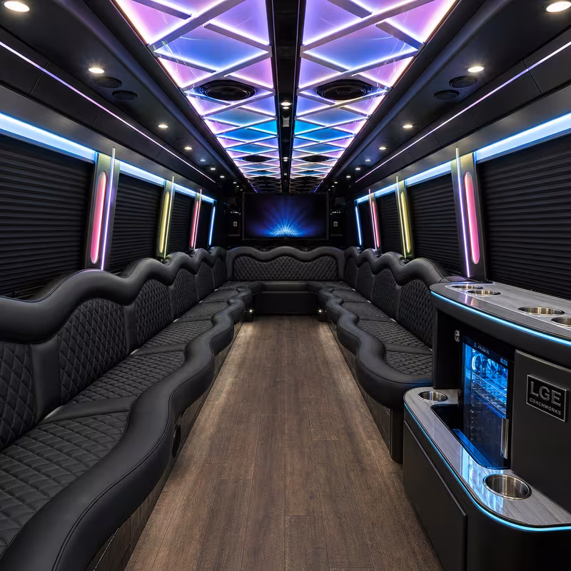 25 Passenger Party Bus Interior