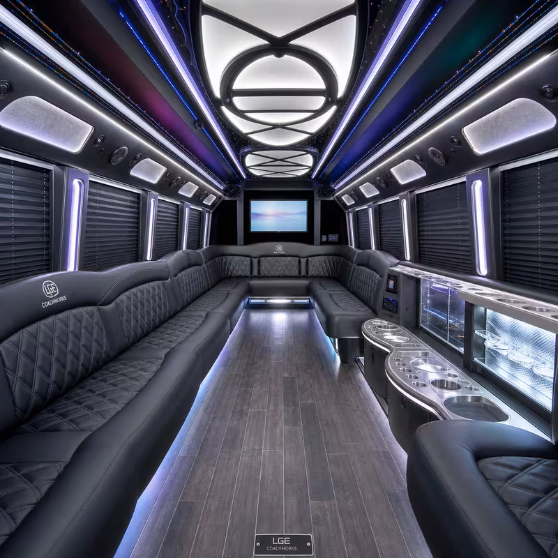 28 Passenger Party Bus Interior