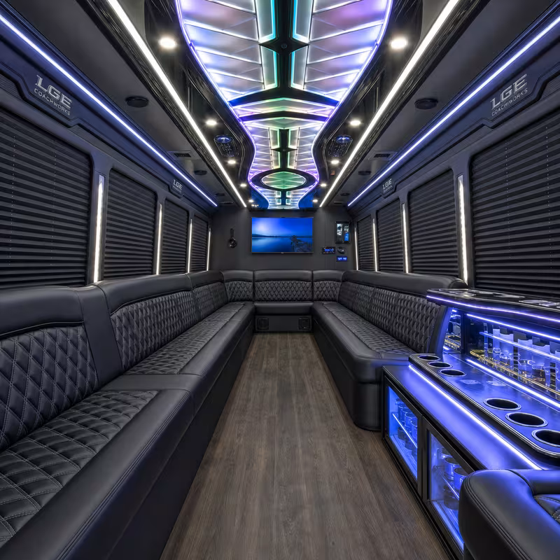 28 Passenger Party Bus Interior