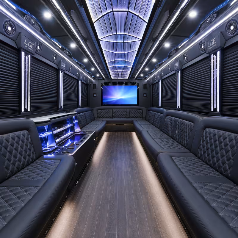50 Passenger Party Bus Interior