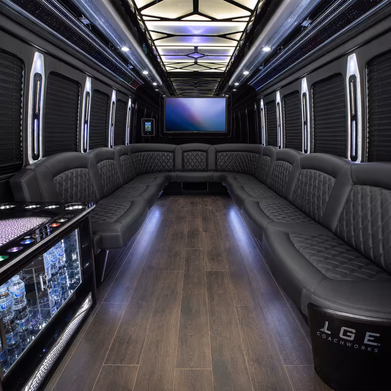 50 Passenger Party Bus Interior