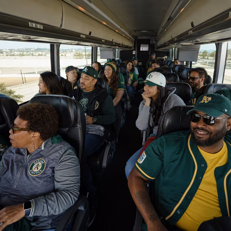 Passenger seating aboard a Oakland party bus rental