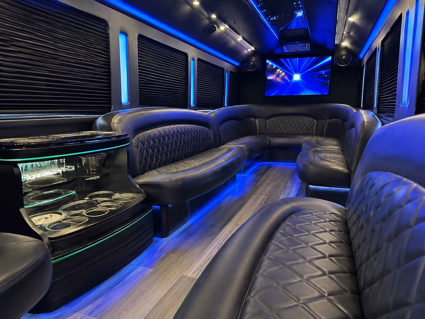 Oakland Wedding Transportation party bus interior