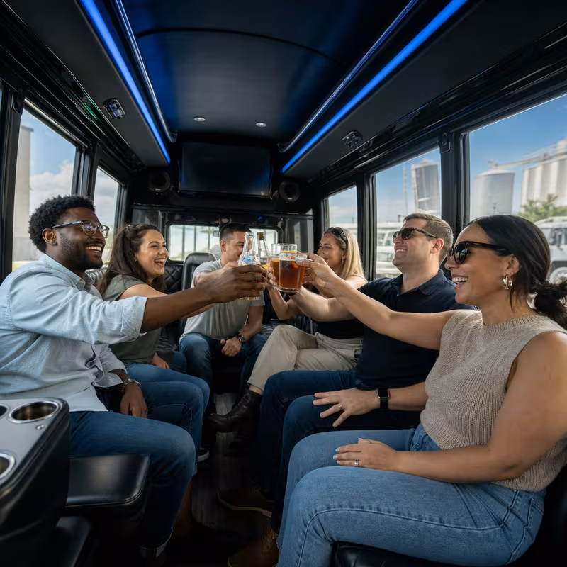 Black Mercedes Sprinter van staged for an Oakland Winery & Brewery Tour Transportation group